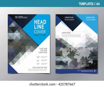 flyer leaflet brochure template A4 size design.abstract blue flat vector modern multipurpose style.annual report book cover layout. business branding concept.