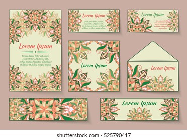 flyer, leaflet cover mandala, abstract Oriental motif. Hand painted texture background. Decorative elements for design print. Vector. EPS 10