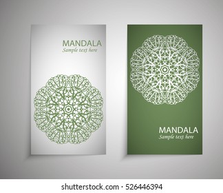 flyer, leaflet cover mandala, abstract Oriental motif. Hand painted texture background. Decorative elements for design print. Vector. EPS 10