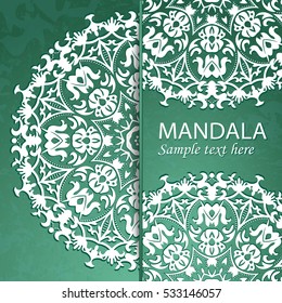 flyer, leaflet cover mandala, abstract Oriental motif. Hand painted texture background. Decorative elements for design print. Vector. EPS 10