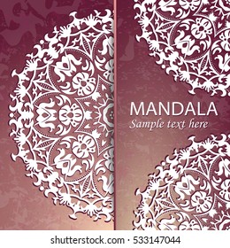 flyer, leaflet cover mandala, abstract Oriental motif. Hand painted texture background. Decorative elements for design print. Vector. EPS 10