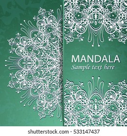 flyer, leaflet cover mandala, abstract Oriental motif. Hand painted texture background. Decorative elements for design print. Vector. EPS 10