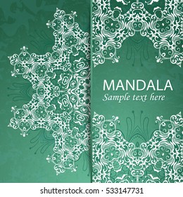 flyer, leaflet cover mandala, abstract Oriental motif. Hand painted texture background. Decorative elements for design print. Vector. EPS 10