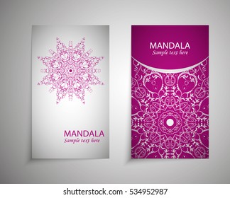 flyer, leaflet cover mandala, abstract Oriental motif. Hand painted texture background. Decorative elements for design print. Vector. EPS 10