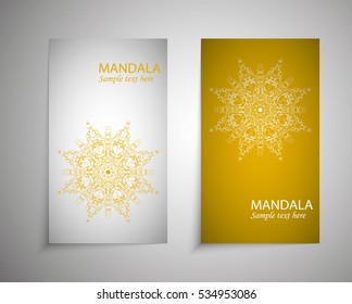 flyer, leaflet cover mandala, abstract Oriental motif. Hand painted texture background. Decorative elements for design print. Vector. EPS 10