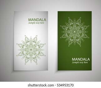 flyer, leaflet cover mandala, abstract Oriental motif. Hand painted texture background. Decorative elements for design print. Vector. EPS 10