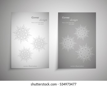 flyer, leaflet cover mandala, abstract Oriental motif. Hand painted texture background. Decorative elements for design print. Vector. EPS 10