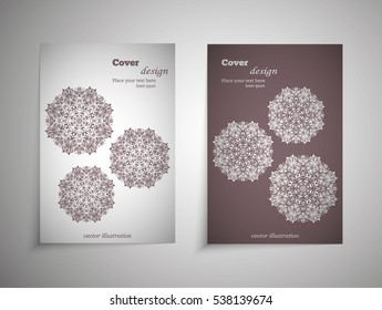 flyer, leaflet cover mandala, abstract Oriental motif. Hand painted texture background. Decorative elements for design print. Vector. EPS 10