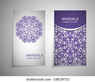 flyer, leaflet cover mandala, abstract Oriental motif. Hand painted texture background. Decorative elements for design print. Vector. EPS 10
