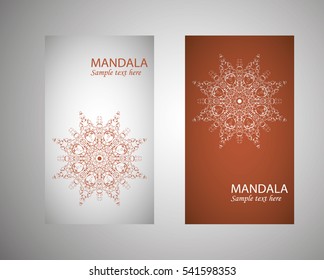 flyer, leaflet cover mandala, abstract Oriental motif. Hand painted texture background. Decorative elements for design print. Vector. EPS 10