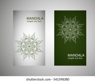 flyer, leaflet cover mandala, abstract Oriental motif. Hand painted texture background. Decorative elements for design print. Vector. EPS 10