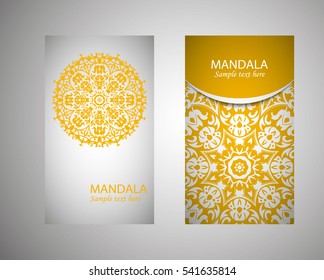 flyer, leaflet cover mandala, abstract Oriental motif. Hand painted texture background. Decorative elements for design print. Vector. EPS 10
