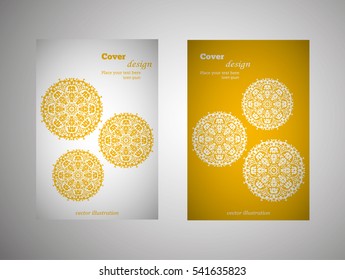 flyer, leaflet cover mandala, abstract Oriental motif. Hand painted texture background. Decorative elements for design print. Vector. EPS 10