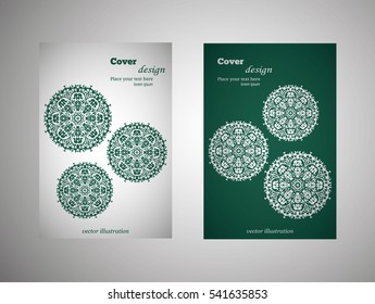 flyer, leaflet cover mandala, abstract Oriental motif. Hand painted texture background. Decorative elements for design print. Vector. EPS 10