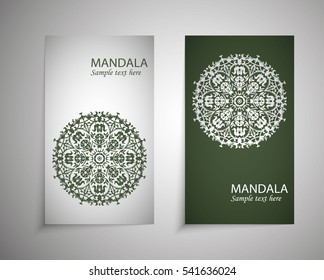 flyer, leaflet cover mandala, abstract Oriental motif. Hand painted texture background. Decorative elements for design print. Vector. EPS 10