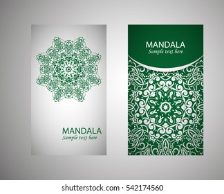 flyer, leaflet cover mandala, abstract Oriental motif. Hand painted texture background. Decorative elements for design print. Vector. EPS 10