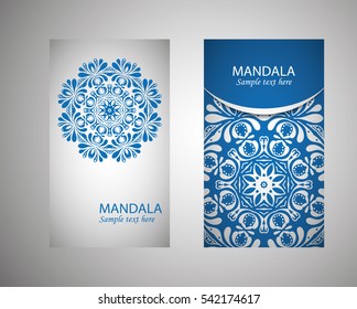 flyer, leaflet cover mandala, abstract Oriental motif. Hand painted texture background. Decorative elements for design print. Vector. EPS 10