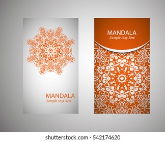 flyer, leaflet cover mandala, abstract Oriental motif. Hand painted texture background. Decorative elements for design print. Vector. EPS 10