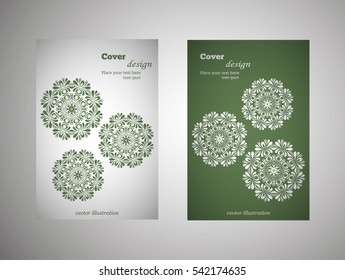 flyer, leaflet cover mandala, abstract Oriental motif. Hand painted texture background. Decorative elements for design print. Vector. EPS 10