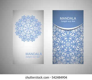 flyer, leaflet cover mandala, abstract Oriental motif. Hand painted texture background. Decorative elements for design print. Vector. EPS 10
