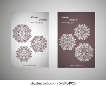 flyer, leaflet cover mandala, abstract Oriental motif. Hand painted texture background. Decorative elements for design print. Vector. EPS 10