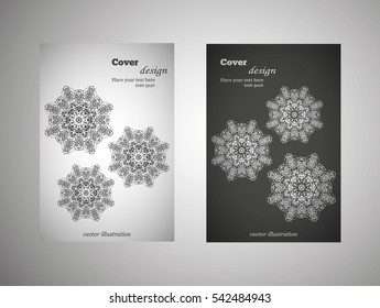 flyer, leaflet cover mandala, abstract Oriental motif. Hand painted texture background. Decorative elements for design print. Vector. EPS 10
