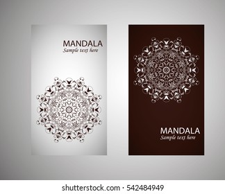 flyer, leaflet cover mandala, abstract Oriental motif. Hand painted texture background. Decorative elements for design print. Vector. EPS 10