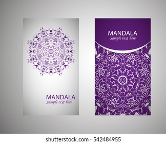 flyer, leaflet cover mandala, abstract Oriental motif. Hand painted texture background. Decorative elements for design print. Vector. EPS 10