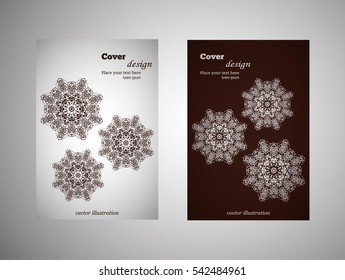 flyer, leaflet cover mandala, abstract Oriental motif. Hand painted texture background. Decorative elements for design print. Vector. EPS 10