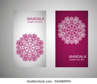 flyer, leaflet cover mandala, abstract Oriental motif. Hand painted texture background. Decorative elements for design print. Vector. EPS 10