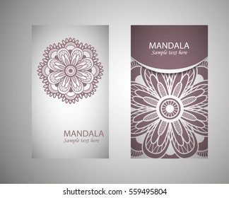 flyer, leaflet cover mandala, abstract Oriental motif. Hand painted texture background. Decorative elements for design print. Vector. EPS 10