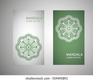 flyer, leaflet cover mandala, abstract Oriental motif. Hand painted texture background. Decorative elements for design print. Vector. EPS 10