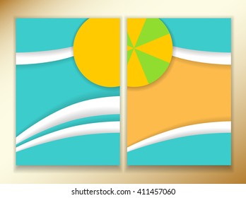 Flyer, leaflet in a flat style with a spa theme. Summer, beach, resort, vacation brochures. Template size A4, A5. Ready to Print. Front page and back page.