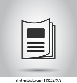 Flyer leaflet icon in flat style. Brochure sheet vector illustration on white background. Booklet flyer business concept.