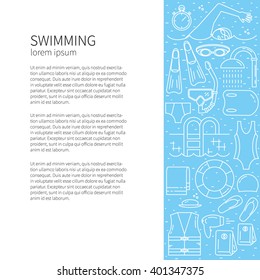 Flyer in line style. Swimming line icon vector illustration.
