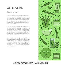 Flyer in line style.Aloe Vera line icons isolated on white background vector illustration.