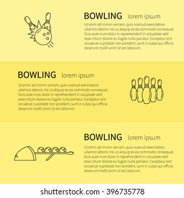 Flyer in line style.Bowling line icon vector illustration.