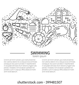 Flyer in line style.Swimming line icon vector illustration.