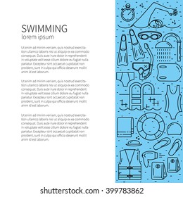 Flyer in line style.Swimming line icon vector illustration.