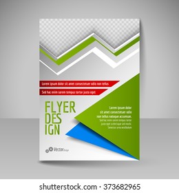 Flyer, magazine cover, brochure, template design for business education, presentation, website. Editable vector illustration. Red and green colors.