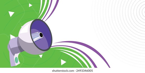 Flyer Megaphone speaker for announce, advertising, promotion, and Grand sale. Vector illustration for retail shopping online marketing template, banner, poster, and background, Realistic Megaphone