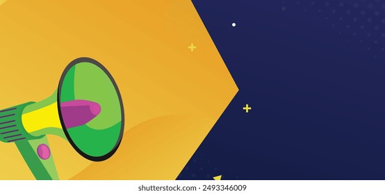 Flyer Megaphone speaker for announce, advertising, promotion, and Grand sale. Vector illustration for retail shopping online marketing template, banner, poster, and background, Realistic Megaphone
