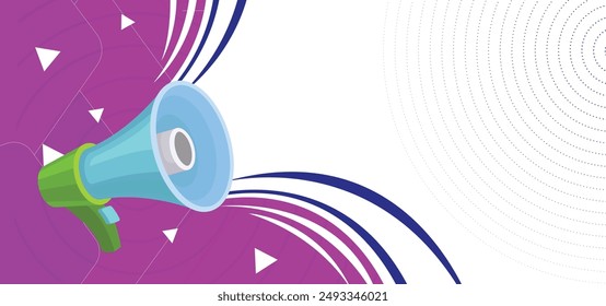 Flyer Megaphone speaker for announce, advertising, promotion, and Grand sale. Vector illustration for retail shopping online marketing template, banner, poster, and background, Realistic Megaphone