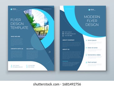 Flyer with minimal cyan blue geometric design. Modern abstract background for Brochure, Placard, Poster, Flyer, Banner etc. Eps10 vector flyer template.