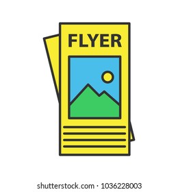 Flyer mockup color icon. Leaflet template. Isolated vector illustration