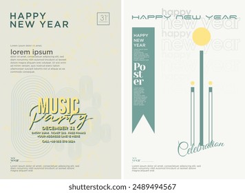 Flyer for New Year celebration party. Unique flyer design with subtle colors. Premium vector design for new year party, for family party and company party.