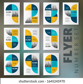 Flyer number digit rounded theme set brochure design template vector