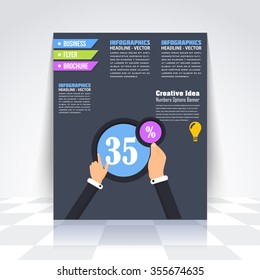 Flyer, Numbered Banner, Infographics Design, Vector 35 Percent