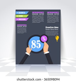 Flyer, Numbered Banner, Infographics Design, Vector 85 Percent