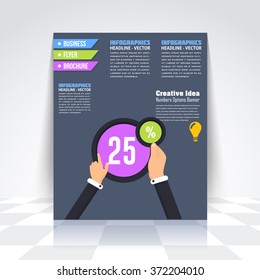 Flyer, Numbered Banner, Infographics Design, Vector 25 Percent